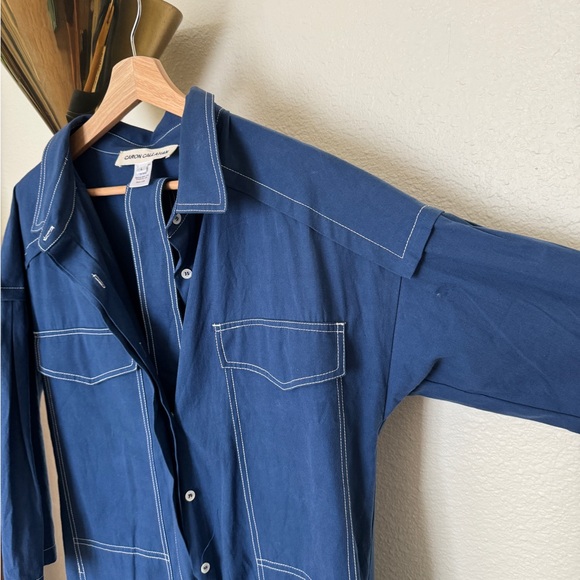 Caron Callahan "Farrah" blue jumpsuit size L - Picture 7 of 9